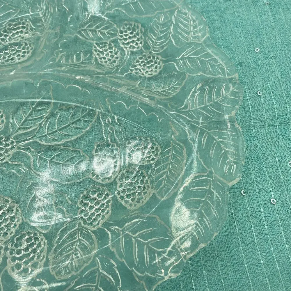 Fenton Clear Glass Blackberry Leaf Pattern Collectible 9